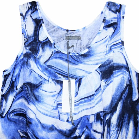 NWT Italian Linen Printed Tiered Top Blouse - Picture 5 of 6